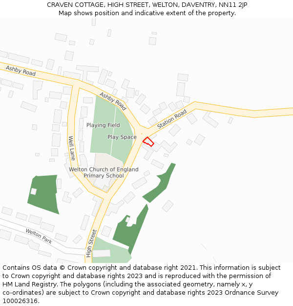 CRAVEN COTTAGE, HIGH STREET, WELTON, DAVENTRY, NN11 2JP: Location map and indicative extent of plot