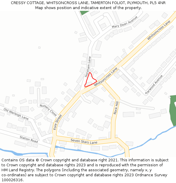 CRESSY COTTAGE, WHITSONCROSS LANE, TAMERTON FOLIOT, PLYMOUTH, PL5 4NR: Location map and indicative extent of plot