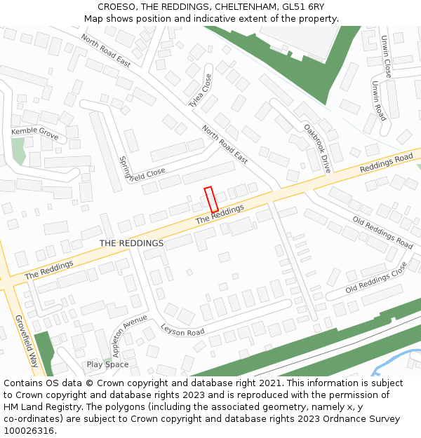 CROESO, THE REDDINGS, CHELTENHAM, GL51 6RY: Location map and indicative extent of plot