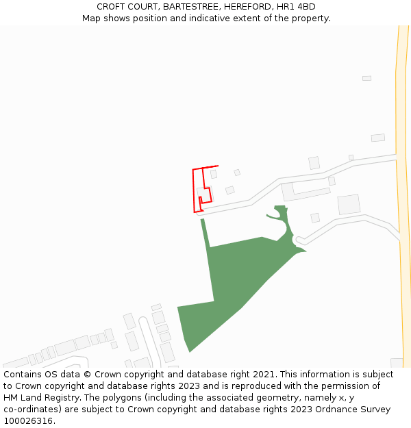 CROFT COURT, BARTESTREE, HEREFORD, HR1 4BD: Location map and indicative extent of plot