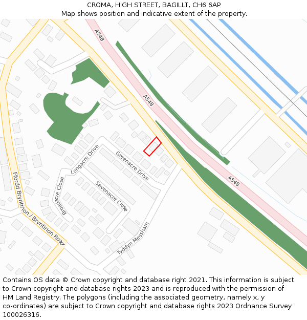 CROMA, HIGH STREET, BAGILLT, CH6 6AP: Location map and indicative extent of plot