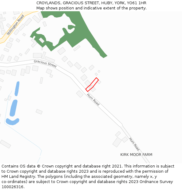 CROYLANDS, GRACIOUS STREET, HUBY, YORK, YO61 1HR: Location map and indicative extent of plot