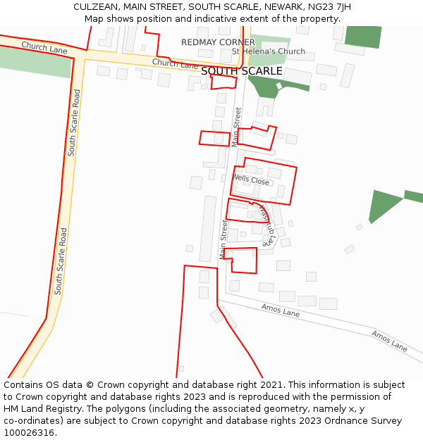 CULZEAN, MAIN STREET, SOUTH SCARLE, NEWARK, NG23 7JH: Location map and indicative extent of plot