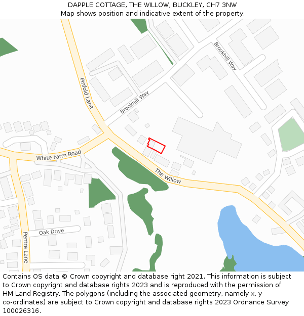 DAPPLE COTTAGE, THE WILLOW, BUCKLEY, CH7 3NW: Location map and indicative extent of plot