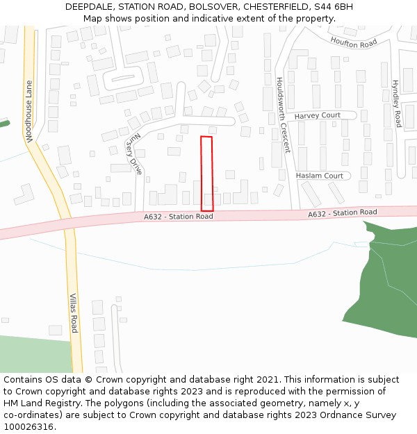DEEPDALE, STATION ROAD, BOLSOVER, CHESTERFIELD, S44 6BH: Location map and indicative extent of plot