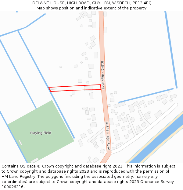 DELAINE HOUSE, HIGH ROAD, GUYHIRN, WISBECH, PE13 4EQ: Location map and indicative extent of plot