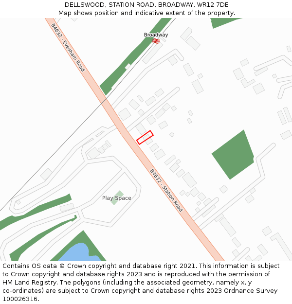 DELLSWOOD, STATION ROAD, BROADWAY, WR12 7DE: Location map and indicative extent of plot