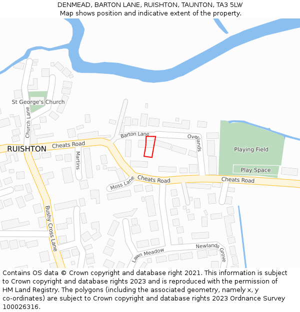 DENMEAD, BARTON LANE, RUISHTON, TAUNTON, TA3 5LW: Location map and indicative extent of plot