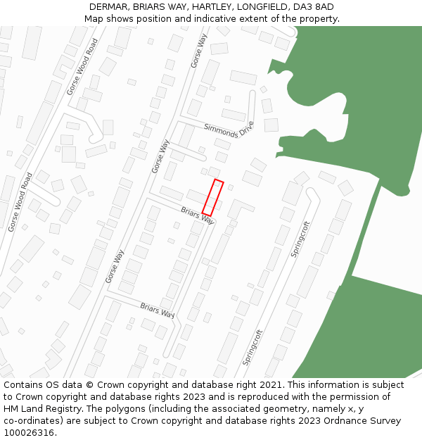 DERMAR, BRIARS WAY, HARTLEY, LONGFIELD, DA3 8AD: Location map and indicative extent of plot