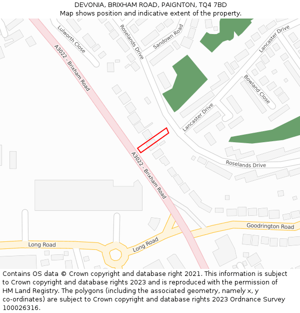 DEVONIA, BRIXHAM ROAD, PAIGNTON, TQ4 7BD: Location map and indicative extent of plot