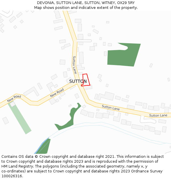 DEVONIA, SUTTON LANE, SUTTON, WITNEY, OX29 5RY: Location map and indicative extent of plot