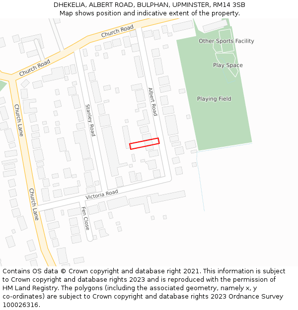 DHEKELIA, ALBERT ROAD, BULPHAN, UPMINSTER, RM14 3SB: Location map and indicative extent of plot