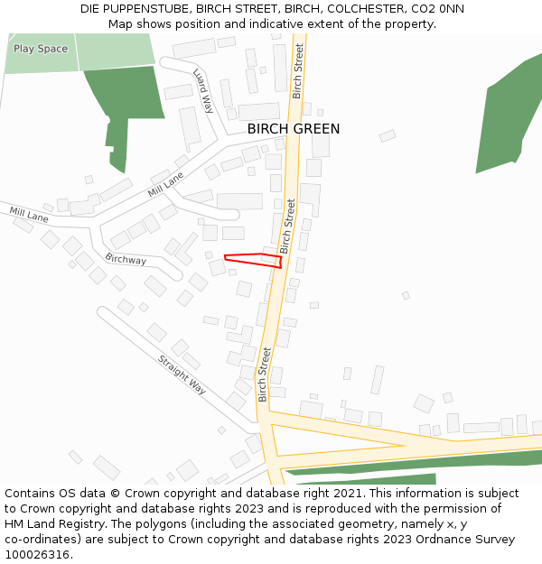 DIE PUPPENSTUBE, BIRCH STREET, BIRCH, COLCHESTER, CO2 0NN: Location map and indicative extent of plot