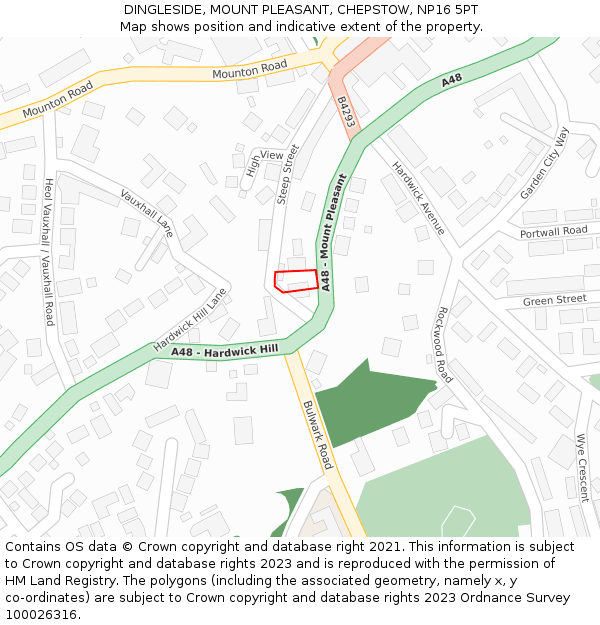 DINGLESIDE, MOUNT PLEASANT, CHEPSTOW, NP16 5PT: Location map and indicative extent of plot