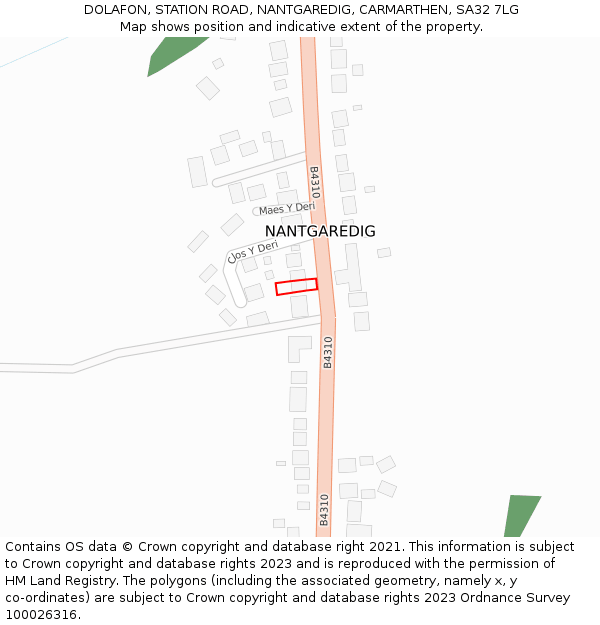 DOLAFON, STATION ROAD, NANTGAREDIG, CARMARTHEN, SA32 7LG: Location map and indicative extent of plot