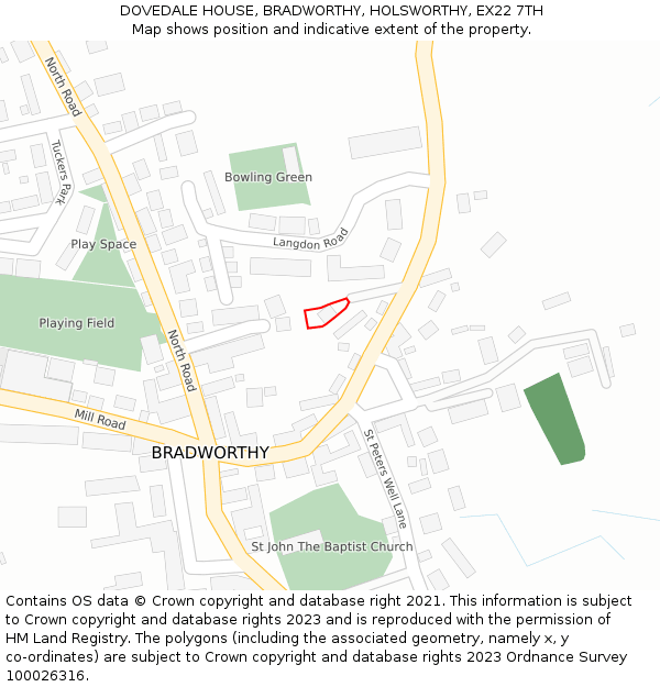 DOVEDALE HOUSE, BRADWORTHY, HOLSWORTHY, EX22 7TH: Location map and indicative extent of plot