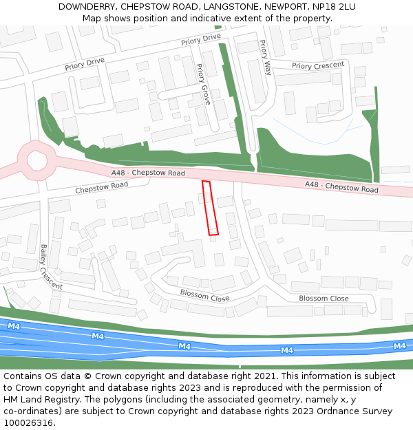 DOWNDERRY, CHEPSTOW ROAD, LANGSTONE, NEWPORT, NP18 2LU: Location map and indicative extent of plot