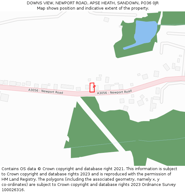 DOWNS VIEW, NEWPORT ROAD, APSE HEATH, SANDOWN, PO36 0JR: Location map and indicative extent of plot