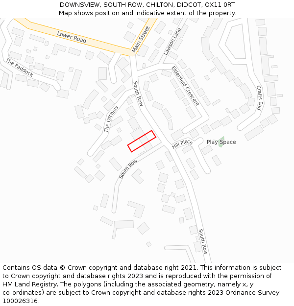 DOWNSVIEW, SOUTH ROW, CHILTON, DIDCOT, OX11 0RT: Location map and indicative extent of plot