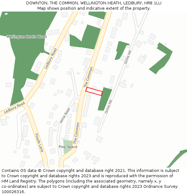DOWNTON, THE COMMON, WELLINGTON HEATH, LEDBURY, HR8 1LU: Location map and indicative extent of plot
