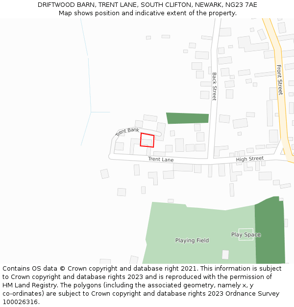 DRIFTWOOD BARN, TRENT LANE, SOUTH CLIFTON, NEWARK, NG23 7AE: Location map and indicative extent of plot