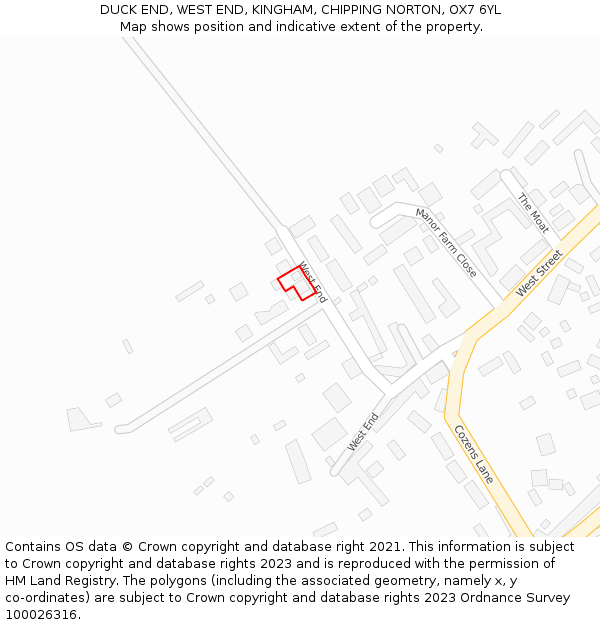DUCK END, WEST END, KINGHAM, CHIPPING NORTON, OX7 6YL: Location map and indicative extent of plot