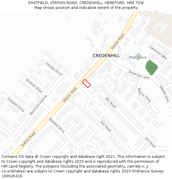 EASTFIELD, STATION ROAD, CREDENHILL, HEREFORD, HR4 7DW: Location map and indicative extent of plot