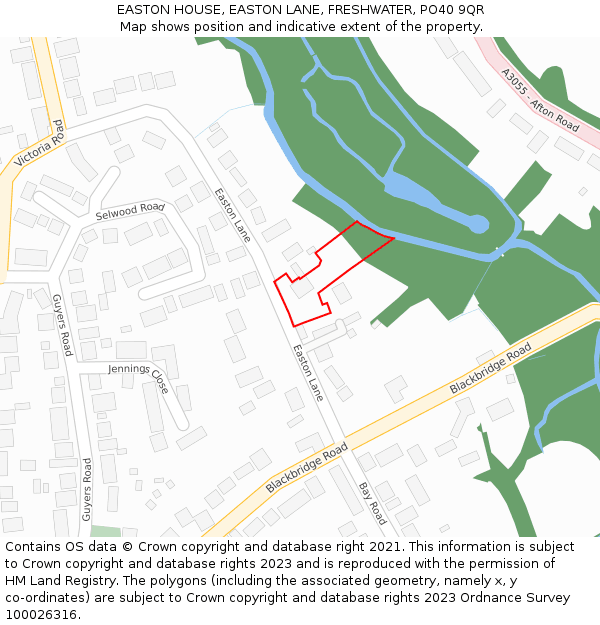 EASTON HOUSE, EASTON LANE, FRESHWATER, PO40 9QR: Location map and indicative extent of plot