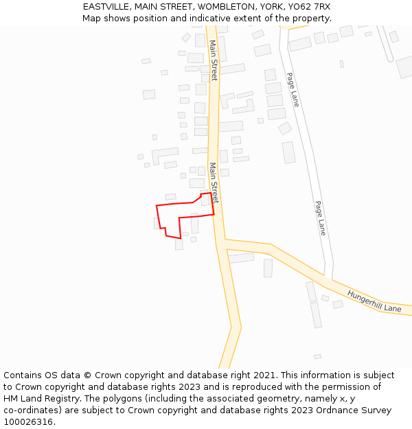 EASTVILLE, MAIN STREET, WOMBLETON, YORK, YO62 7RX: Location map and indicative extent of plot