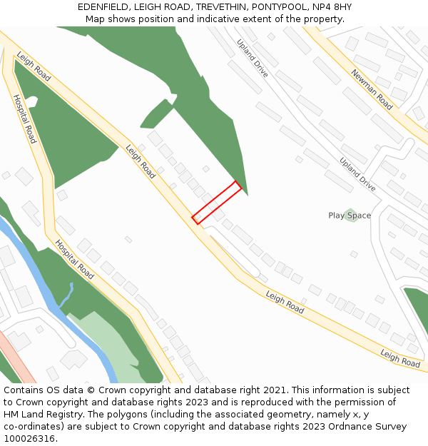 EDENFIELD, LEIGH ROAD, TREVETHIN, PONTYPOOL, NP4 8HY: Location map and indicative extent of plot