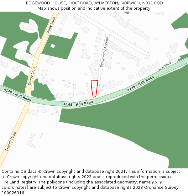 EDGEWOOD HOUSE, HOLT ROAD, AYLMERTON, NORWICH, NR11 8QD: Location map and indicative extent of plot