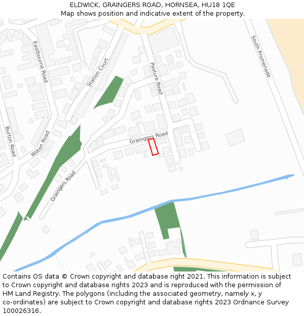 ELDWICK, GRAINGERS ROAD, HORNSEA, HU18 1QE: Location map and indicative extent of plot