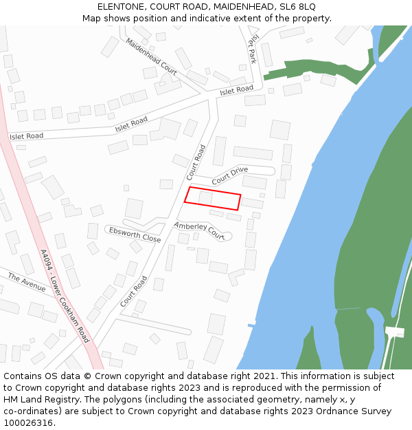 ELENTONE, COURT ROAD, MAIDENHEAD, SL6 8LQ: Location map and indicative extent of plot