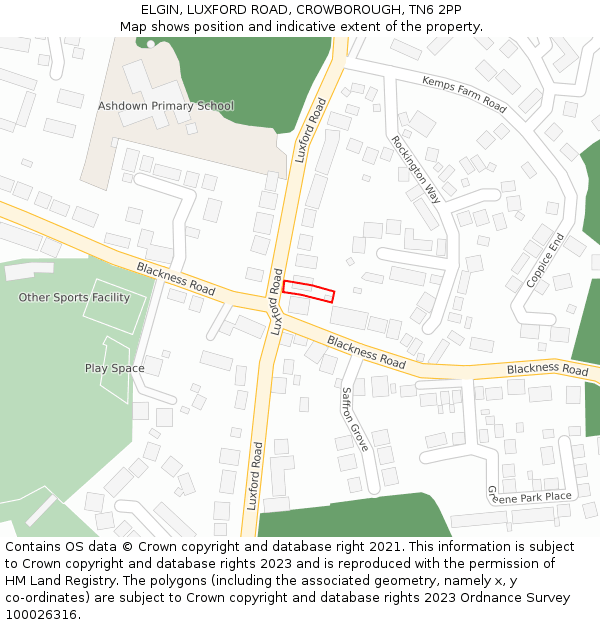 ELGIN, LUXFORD ROAD, CROWBOROUGH, TN6 2PP: Location map and indicative extent of plot