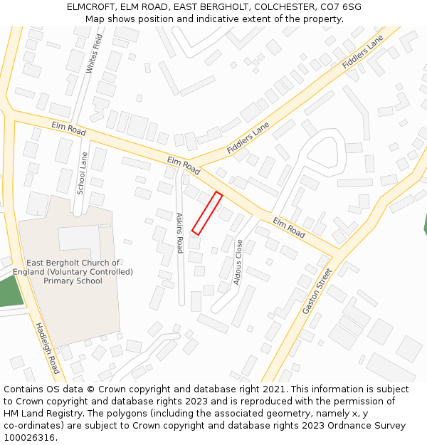 ELMCROFT, ELM ROAD, EAST BERGHOLT, COLCHESTER, CO7 6SG: Location map and indicative extent of plot