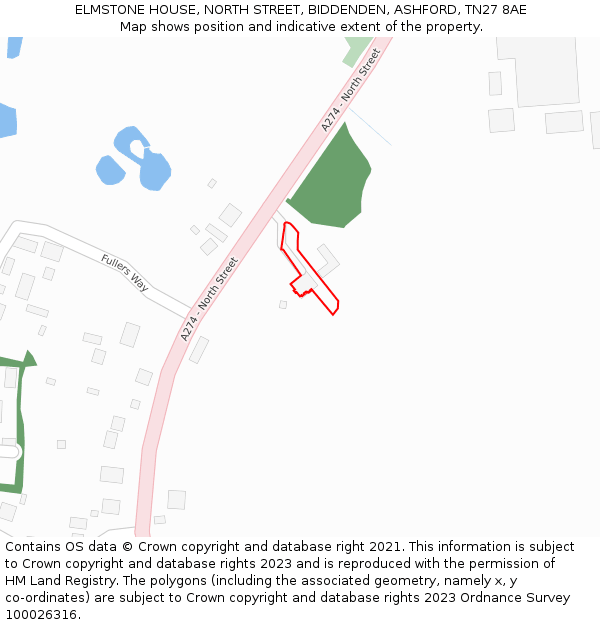 ELMSTONE HOUSE, NORTH STREET, BIDDENDEN, ASHFORD, TN27 8AE: Location map and indicative extent of plot