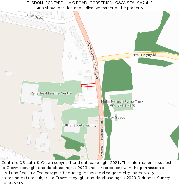 ELSDON, PONTARDULAIS ROAD, GORSEINON, SWANSEA, SA4 4LP: Location map and indicative extent of plot