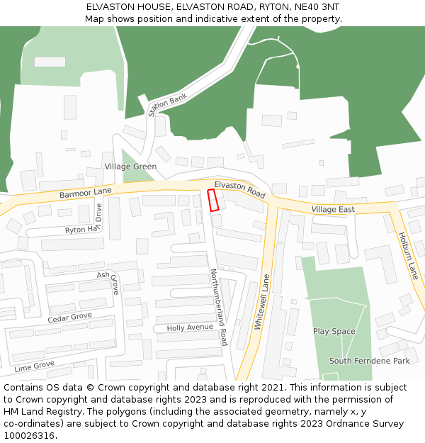 ELVASTON HOUSE, ELVASTON ROAD, RYTON, NE40 3NT: Location map and indicative extent of plot