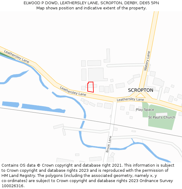 ELWOOD P DOWD, LEATHERSLEY LANE, SCROPTON, DERBY, DE65 5PN: Location map and indicative extent of plot