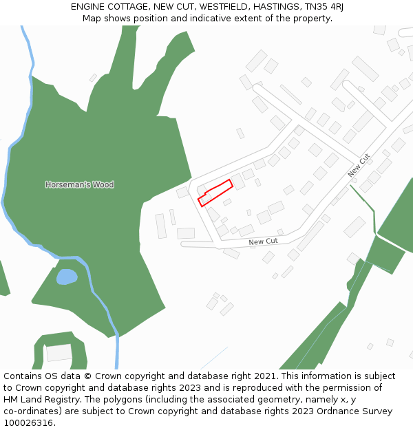 ENGINE COTTAGE, NEW CUT, WESTFIELD, HASTINGS, TN35 4RJ: Location map and indicative extent of plot