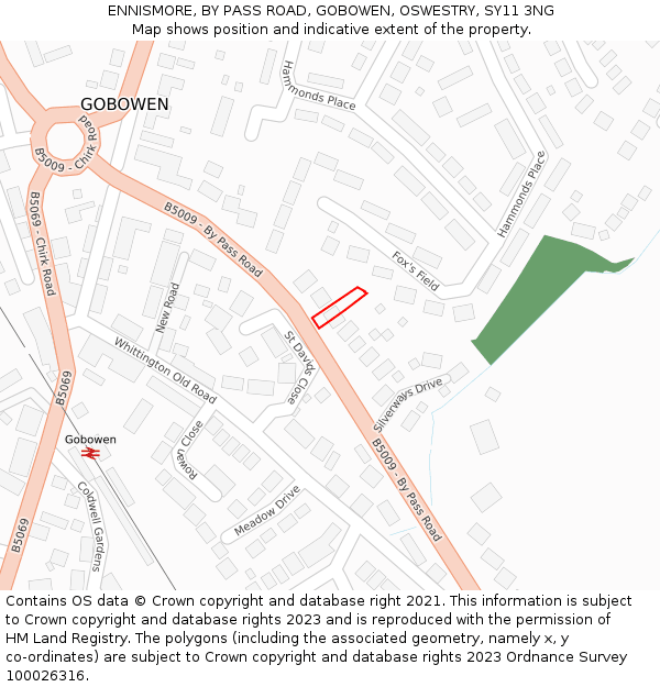 ENNISMORE, BY PASS ROAD, GOBOWEN, OSWESTRY, SY11 3NG: Location map and indicative extent of plot