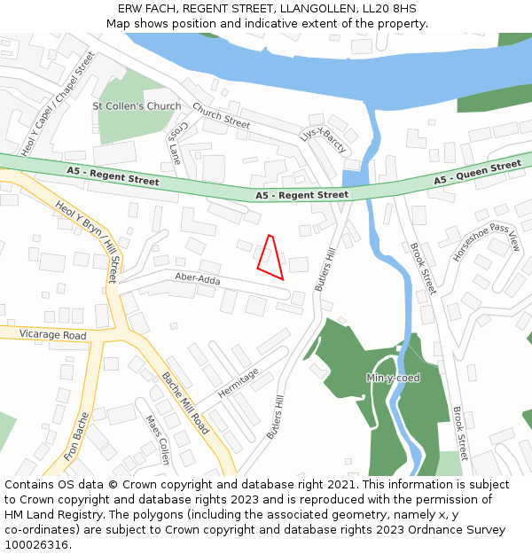 ERW FACH, REGENT STREET, LLANGOLLEN, LL20 8HS: Location map and indicative extent of plot