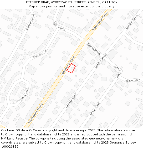 ETTERICK BRAE, WORDSWORTH STREET, PENRITH, CA11 7QY: Location map and indicative extent of plot