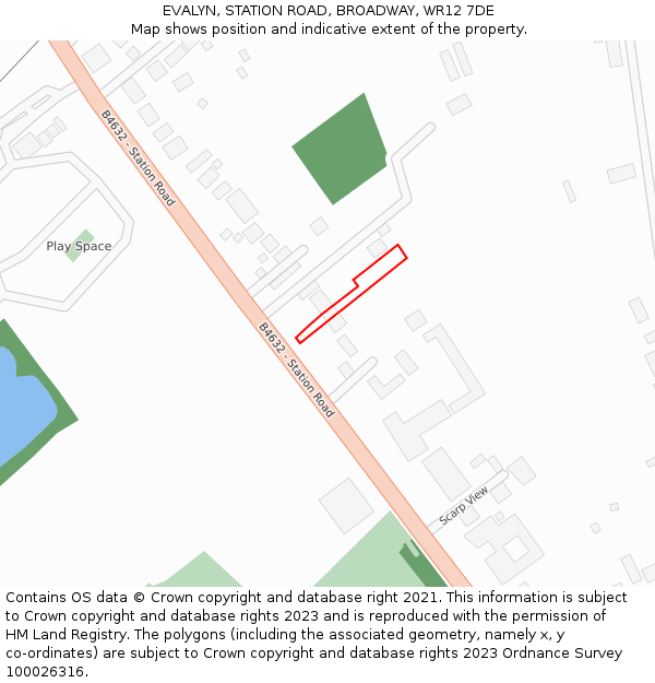 EVALYN, STATION ROAD, BROADWAY, WR12 7DE: Location map and indicative extent of plot