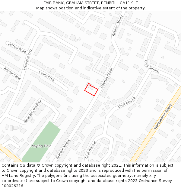 FAIR BANK, GRAHAM STREET, PENRITH, CA11 9LE: Location map and indicative extent of plot