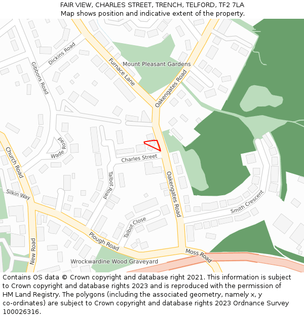 FAIR VIEW, CHARLES STREET, TRENCH, TELFORD, TF2 7LA: Location map and indicative extent of plot