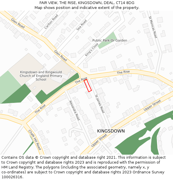 FAIR VIEW, THE RISE, KINGSDOWN, DEAL, CT14 8DG: Location map and indicative extent of plot