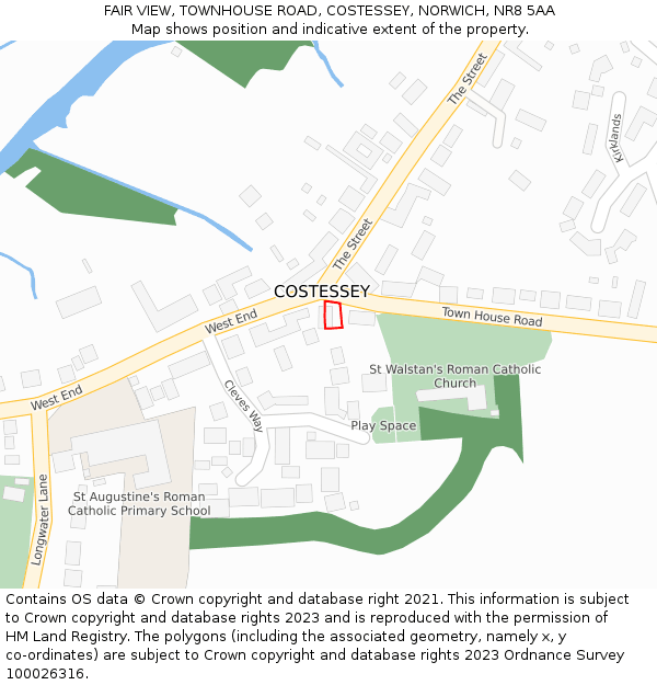 FAIR VIEW, TOWNHOUSE ROAD, COSTESSEY, NORWICH, NR8 5AA: Location map and indicative extent of plot