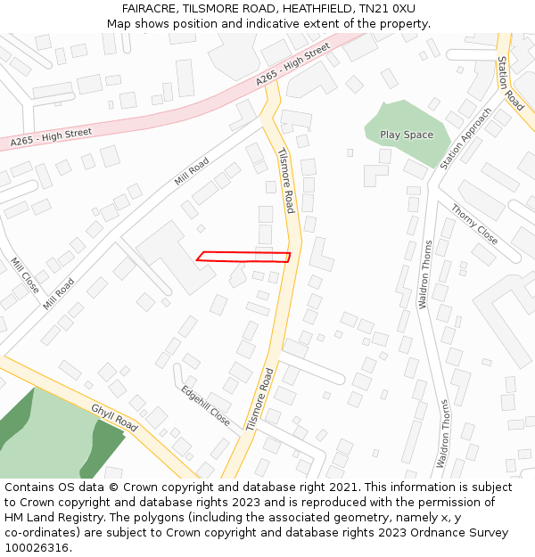 FAIRACRE, TILSMORE ROAD, HEATHFIELD, TN21 0XU: Location map and indicative extent of plot