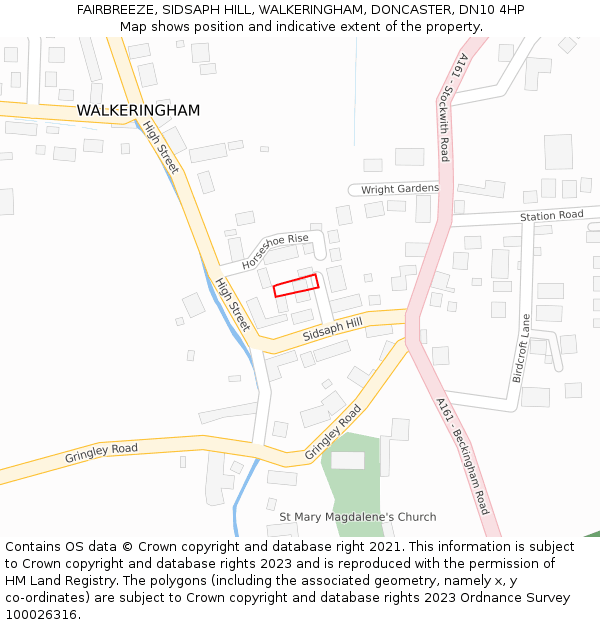 FAIRBREEZE, SIDSAPH HILL, WALKERINGHAM, DONCASTER, DN10 4HP: Location map and indicative extent of plot